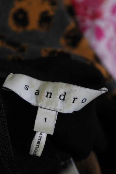 Sandro Paris Womens Animal Print Long Sleeve Back Zip Dress Gray Orange Size 1
