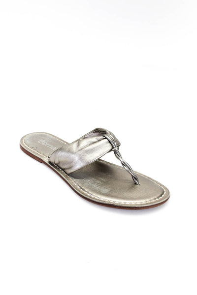 Bernardo Womens Metallic Brown T-Strap Flat Sandals Shoes Size 10M