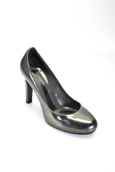 Theory Womens Metallic Gray Leather Classic Pump High Heel Shoes Size 9