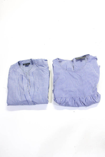 Vince Women's Half Button Long Sleeves Blue Striped Shirt Size 4 Lot 2
