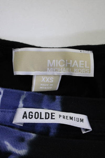 Agolde Women's Sleeveless Abstract Crop Top Black Purple Size XS Lot 2