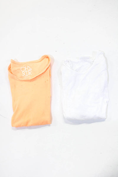 Lovers + Friends Women's Short Sleeve Ruched Crew Neck Top White XS Lot 2