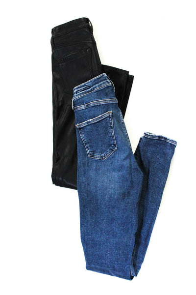 BLANKNYC Women's Low Rise Leather Skinny Jeans Black Size 24 Lot 2