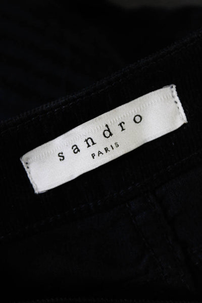 Sandro Womens Zipper Fly Mid Rise Striped Corduroy Skinny Jeans Gray Black FR 34