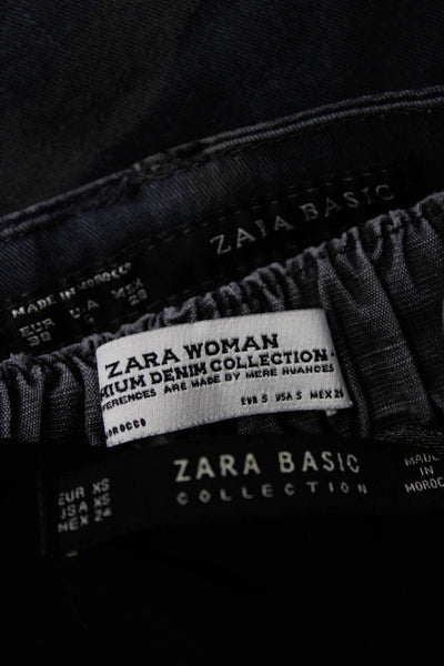 Zara Womens Velvet Braided Strap Top Skinny Jeans Pants Red Gray XS S 6 Lot 3