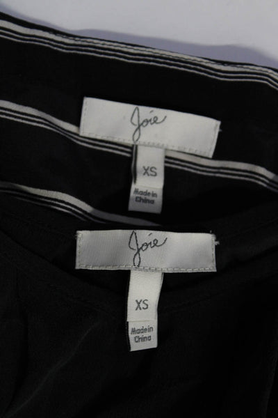 Joie Womens V Neck Short Sleeve Solid Striped Blouse Tops Black Size XS Lot 2
