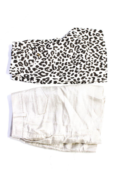J Crew Womens Shimmer Leopard Print Casual Shorts White Gray Size 4/8 Lot 2