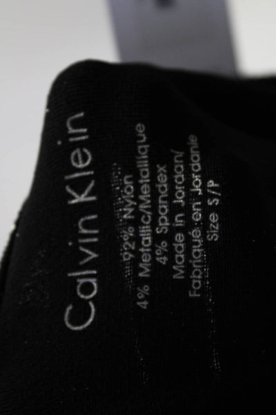 Calvin Klein Womens NWT Metallic Cowl Neck Sleeveless Blouse Black Size S