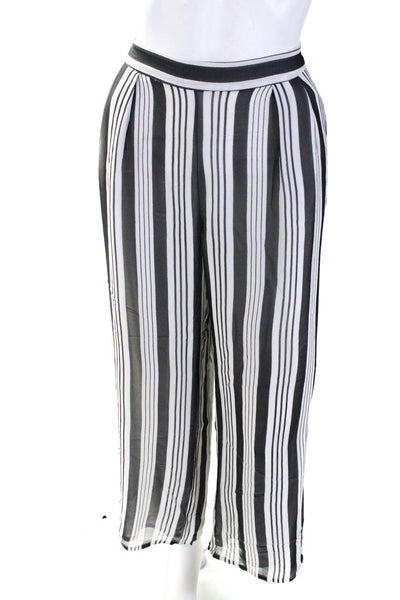 Zimmermann Womens Black White Silk Striped High Rise Straight Leg Pants Size 0