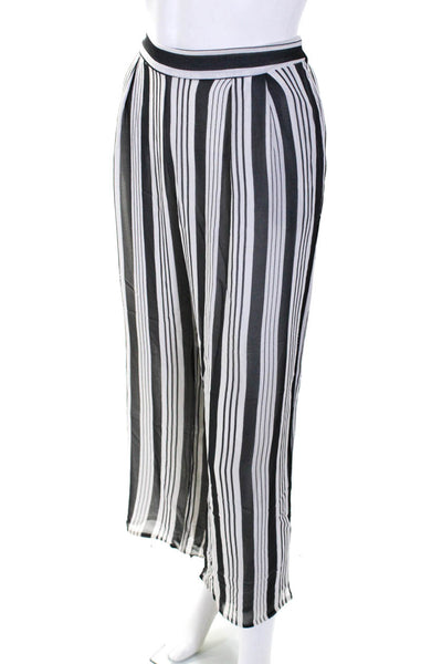 Zimmermann Womens Black White Silk Striped High Rise Straight Leg Pants Size 0