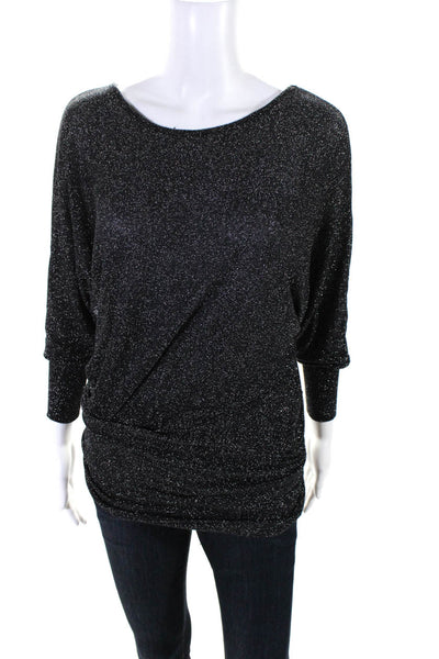 Etoile Isabel Marant Womens Black Silver Tight Waist Long Sleeve Sweater Size 2