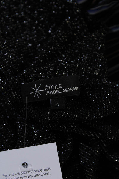 Etoile Isabel Marant Womens Black Silver Tight Waist Long Sleeve Sweater Size 2