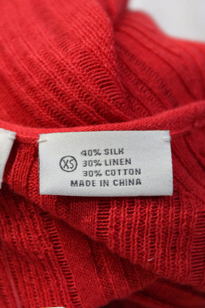 Neiman Marcus Womens Silk Open Knit Short Sleeve Cardigan Sweater Red Size XS
