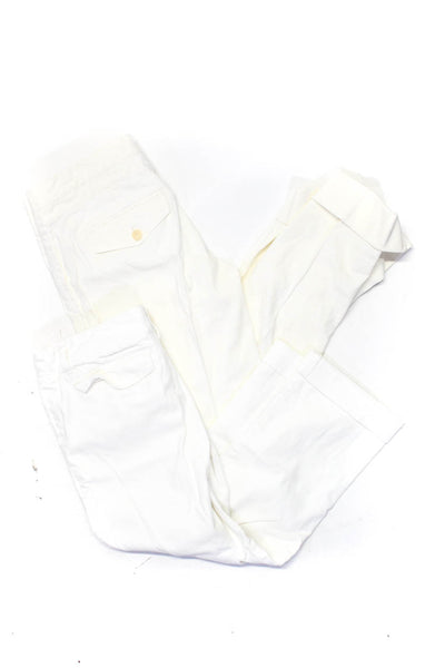 Theory Womens Zip Front Solid Cotton Straight Leg Jeans Pants White Size 2 Lot 2
