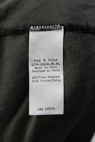 Rag & Bone Womens Raw Hem Scoop Neck Long Sleeved Basic T Shirt Top Green Size L