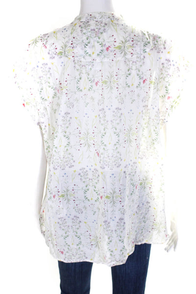 Closed Womens Cotton Floral Print Short Sleeve Henley Blouse Multicolor Size XL