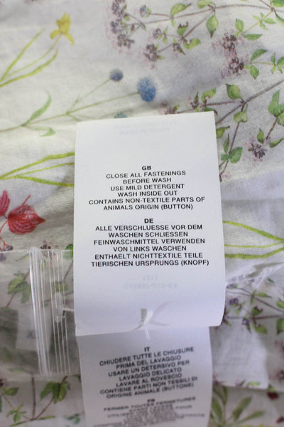 Closed Womens Cotton Floral Print Short Sleeve Henley Blouse Multicolor Size XL