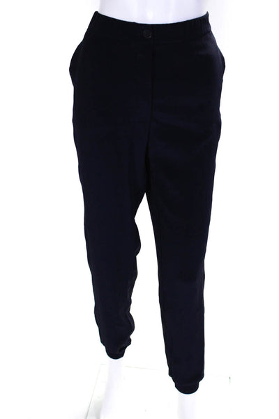 Giada Forte Womens Elastic Waist Tapered Dress Pants Trousers Navy Blue Size L
