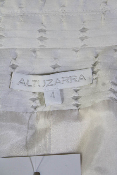 Altuzarra Womens Collared Cut Out Solid Single Button Blazer White Size 4