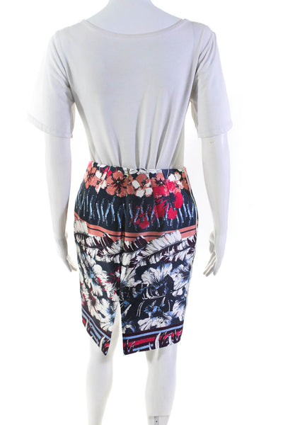 Aquilano Rimondi Womens Zip Back Floral Straight Pencil Skirt Multicolor Size 40