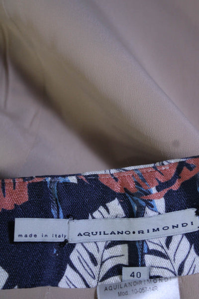 Aquilano Rimondi Womens Zip Back Floral Straight Pencil Skirt Multicolor Size 40