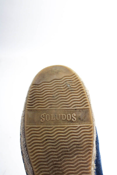 Soludos Womens Graphic Embroidered Espadrille Denim Slip-On Shoes Blue Size 10