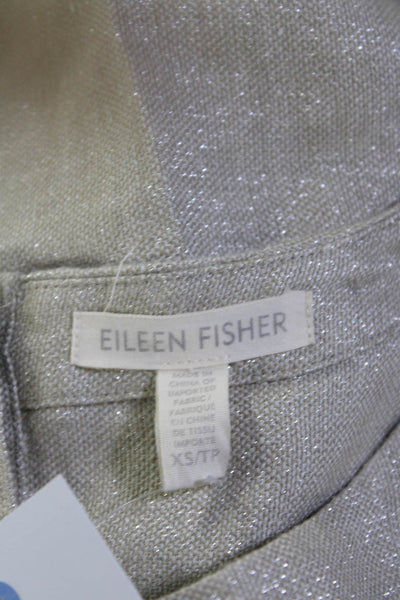 Eileen Fisher Womens Darted Short Sleeve Back Buttoned Midi Dress Beige Size XS