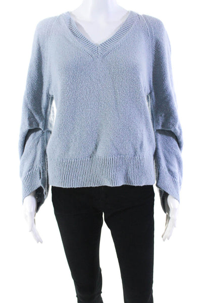 Brochu Walker Womens Long Sleeve V Neck Sweater Blue Cotton Size Small