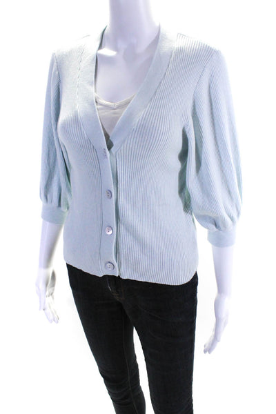 Cotton By Autumn Cashmere Womens Cotton Iridescent Button Cardigan Blue Size S