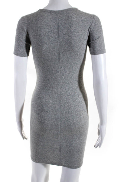 Everlane Womens Crew Neck Short Sleeve Tight Knit Cotton Midi Dress Gray Size XS