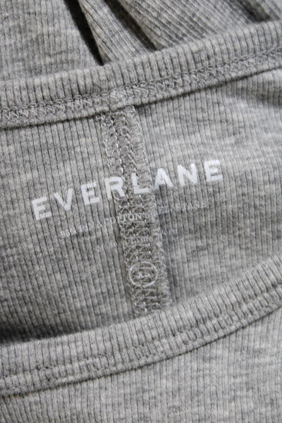 Everlane Womens Crew Neck Short Sleeve Tight Knit Cotton Midi Dress Gray Size XS