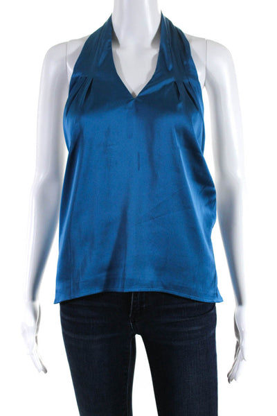 Superdown Womens Halter Neck Sleeveless Solid Blouse Top Blue Size XS