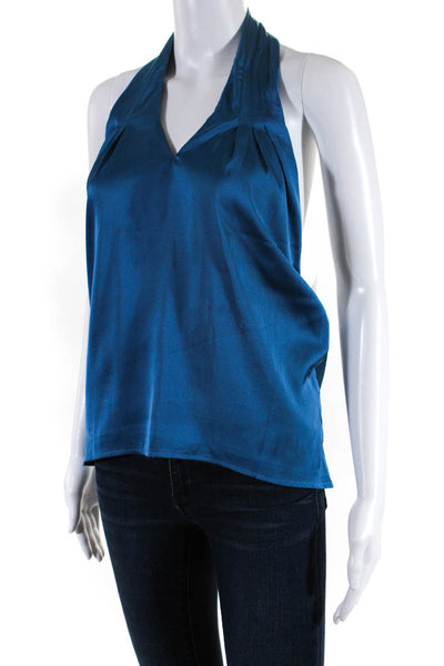 Superdown Womens Halter Neck Sleeveless Solid Blouse Top Blue Size XS