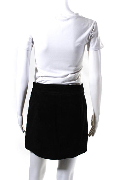 Bagatelle Womens Suede Front Zipper Mini Skirt Black Size Small