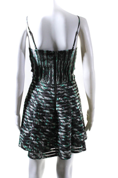 Parker Womens Silk Abstract Print A Line Dress Brown Green Size Extra Small
