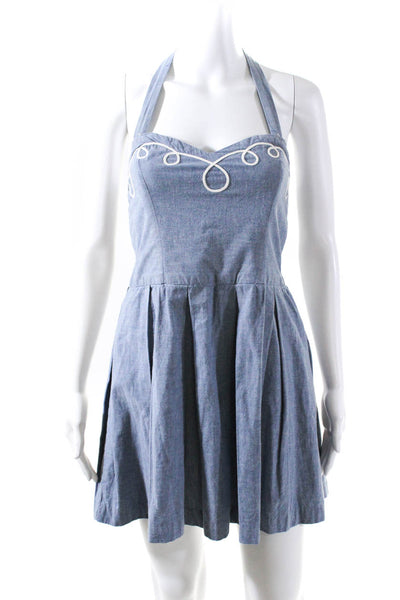 Current/Elliott Womens Blue Cotton Chambray Sleeveless Mini Shift Dress Size 2