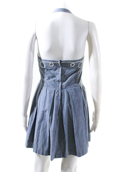 Current/Elliott Womens Blue Cotton Chambray Sleeveless Mini Shift Dress Size 2
