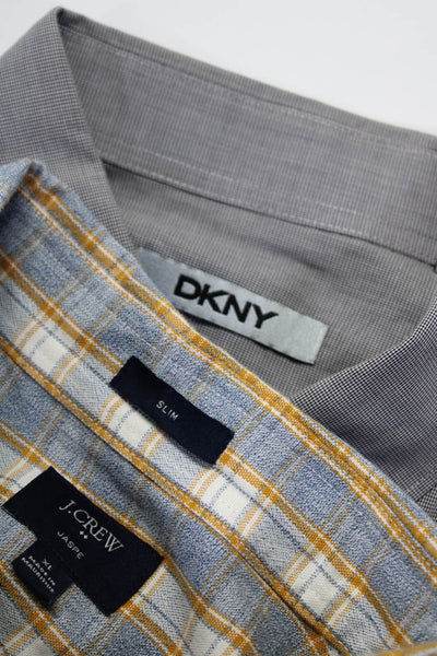 DKNY j Crew Mens Houndstooth Long Sleeve Casual Shirt Gray Blue Size L/XL Lot 2
