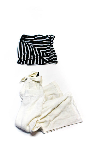 Massimo Dutti Zara Womens Linen Shawl Shorts Knit Pants White Size 1 2 14 Lot 3