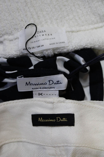 Massimo Dutti Zara Womens Linen Shawl Shorts Knit Pants White Size 1 2 14 Lot 3