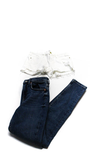 Frame Denim Zara Womens Solid Cotton Shorts Jeans White Blue Size 4/23 Lot 2