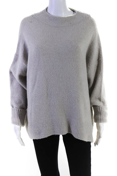 Cable Stitch Womens Light Gray High Neck Long Sleeve Sweater Top Size M