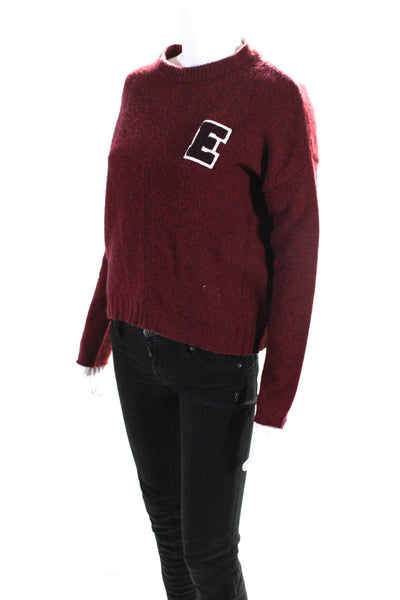 Rails Womens Wool Embroidered Graphic Letter Long Sleeve Sweater Red Size XS