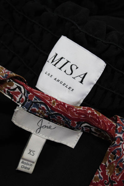 Misa Joie Womens Black Silk Tassel Edge Off Shoulder Blouse Top Size S XS Lot 2