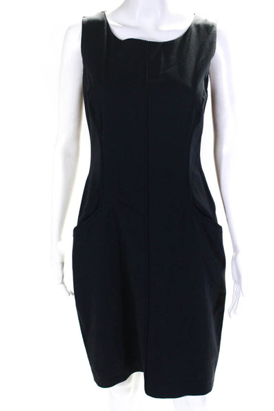 Elie Tahari Womens Scoop Neck Sleeveless Solid Midi Dress Blue Size Small