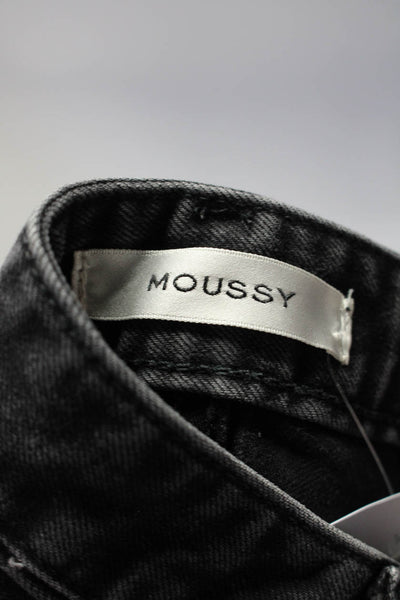 Moussy Womens Petite Solid Mid Rise Cotton Denim Skinny Jeans Black Size 23