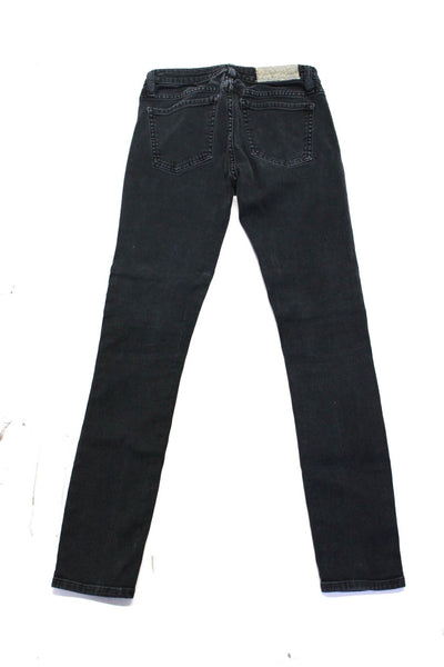 IRO Womens Solid Low Rise Cotton Denim Skinny Jeans Black Size 24