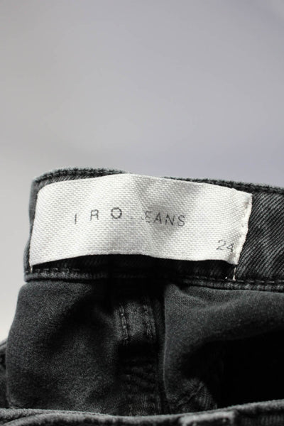 IRO Womens Solid Low Rise Cotton Denim Skinny Jeans Black Size 24