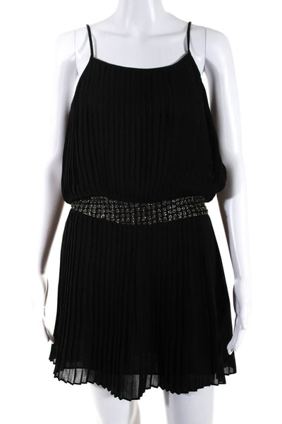 Parker Women's Spaghetti Strap Embellished Sleeveless Mini Dress Black Size S