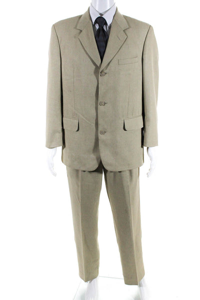 Aldo Rossini Mens Buttoned Darted Blazer Pleated Dress Pants Beige Size S